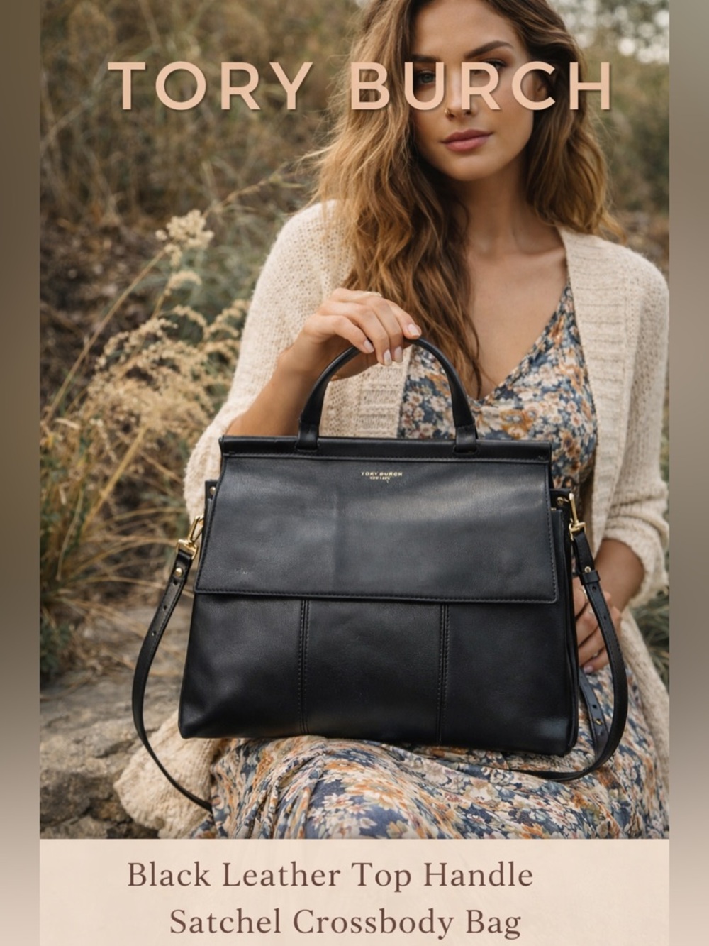 Timeless and effortlessly chic Tory Burch black leather satchel 🖤